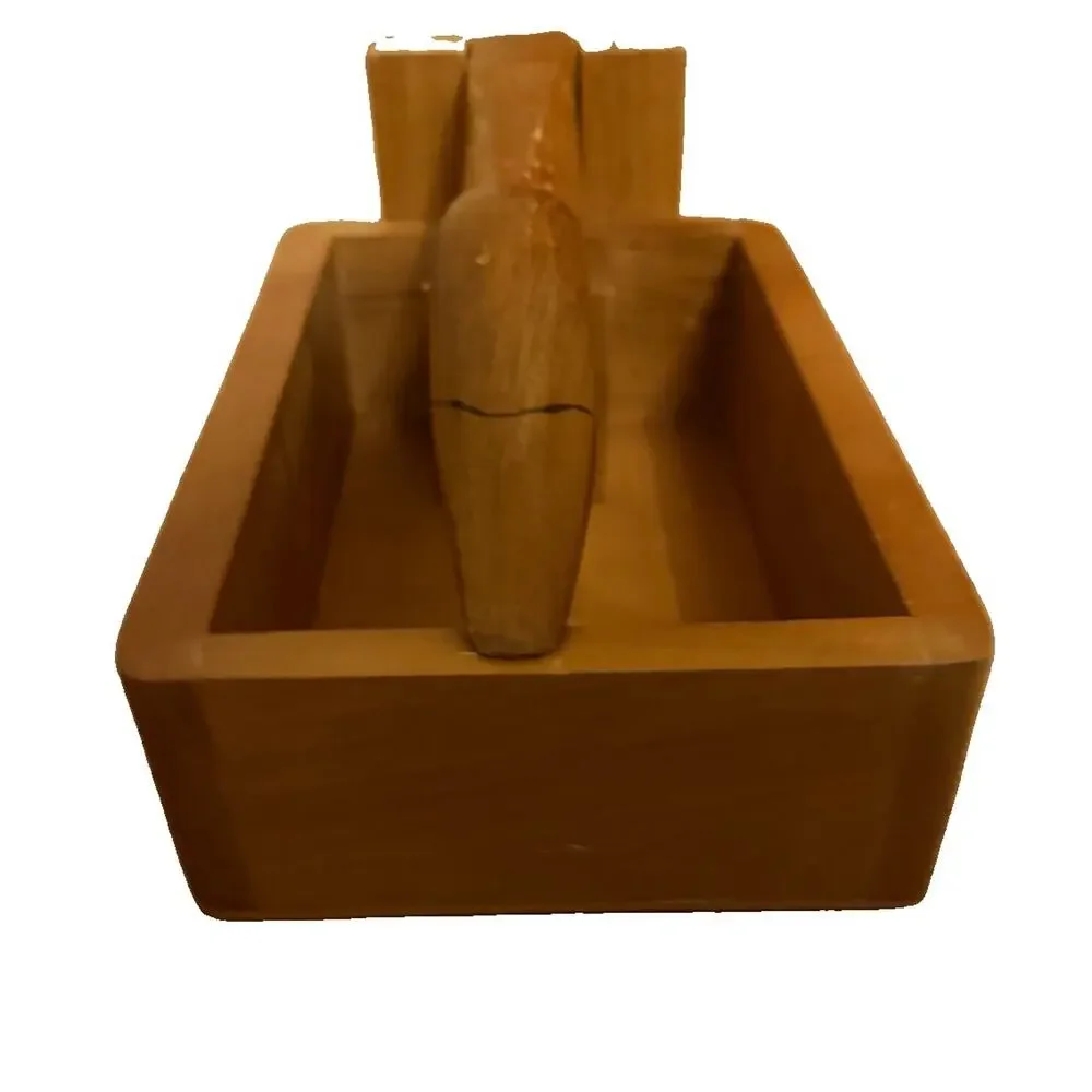 Vintage Wooden Duck Nut Cracker Napkin Holder Wood Box Cabin Decor 3915/68